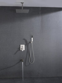 Ceiling Mounted Shower System Combo Set With Handheld And 16"Shower Head Brushed Nickel Stainless Steel
