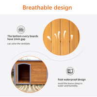 Dog House Outdoor & Indoor Wooden Dog Kennel For Winter With Raised Feet Weatherproof For Large Dogs Natural Solid Wood