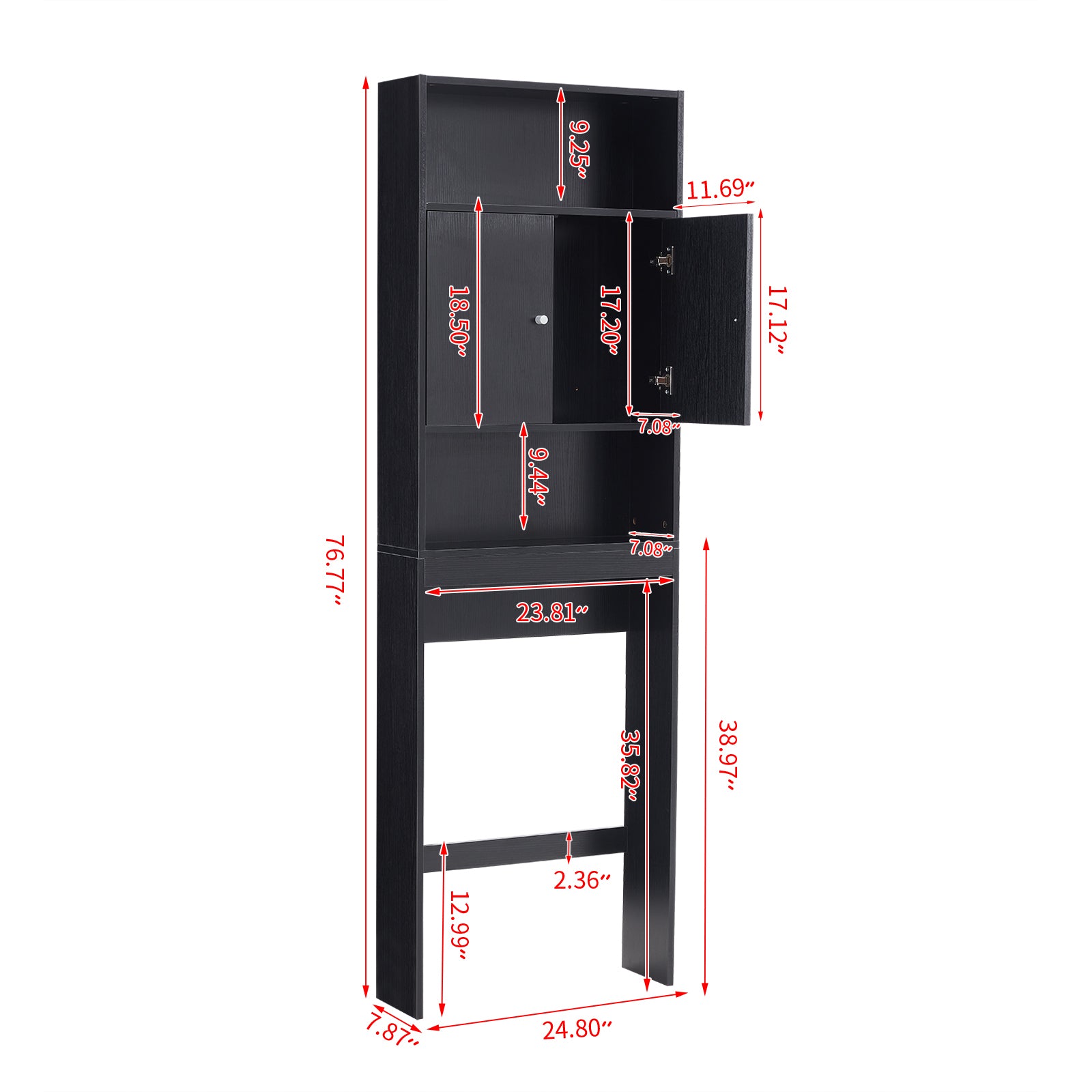 Home Bathroom Shelf Over The Toilet, Bathroom Spacesaver, Bathroom, Tollilet Storage Cabinet Black Mdf