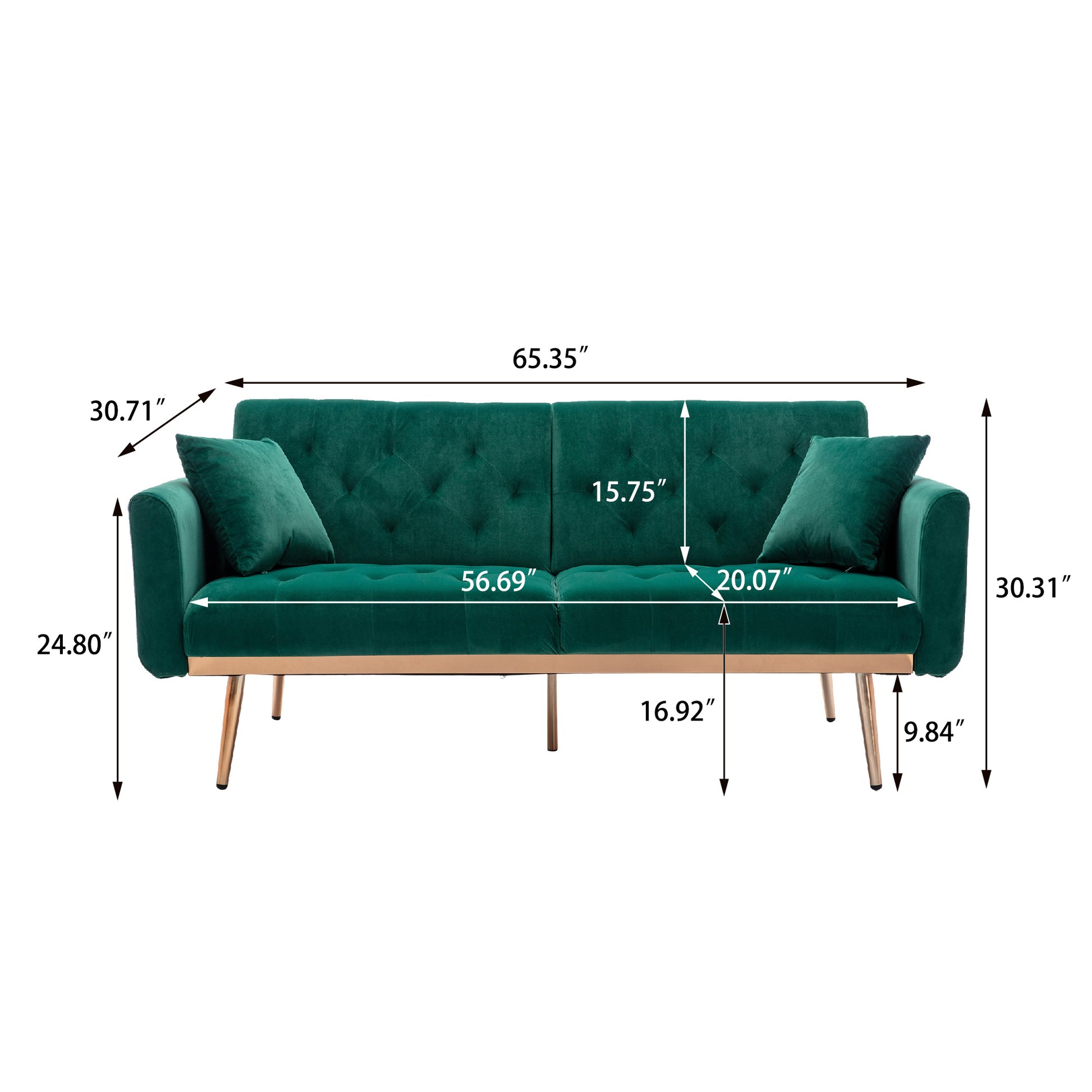 Coolmore Velvet Sofaaccent Sofa .Seat Sofa With Metal Feet Green Polyester