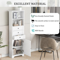 White Tall Storage Cabinet With 3 Drawers And Adjustable Shelves For Bathroom, Kitchen And Living Room, Mdf Board With Painted Finish White Mdf