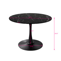 42.12"Modern Round Dining Table With Printed Black Marble Table Top,Metal Base Dining Table, End Table Leisure Coffee Table Marble Mdf