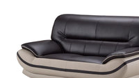 Faux Leather Upholstered Wooden Loveseat With Pillow Top Armrest, Black And Gray Black Leather