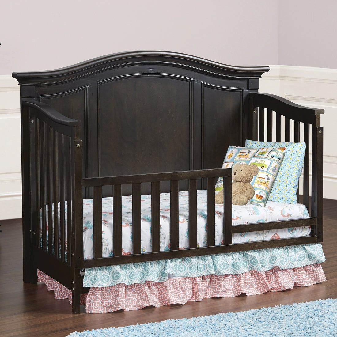 Glendale 4 In 1 Convertible Crib Charcoal Brown Dark Brown Solid Wood