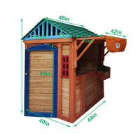 Eco Friendly Outdoor Wooden 4 In 1 Game House For Kids Garden Playhouse With Different Games On Every Surface,Solid Wood,61.4"Lx45.98"Wx64.17"H Golden Solid Wood