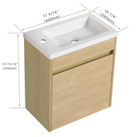 Bathroom Vanity With Single Sink,18 Inch For Small Bathroom Excluding Faucets Light Teak 1 Bathroom Wall Mounted Modern Plywood