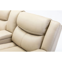 L Shapeleather Manual Reclining Sectional Sofa Set, Cream Cream Faux Leather