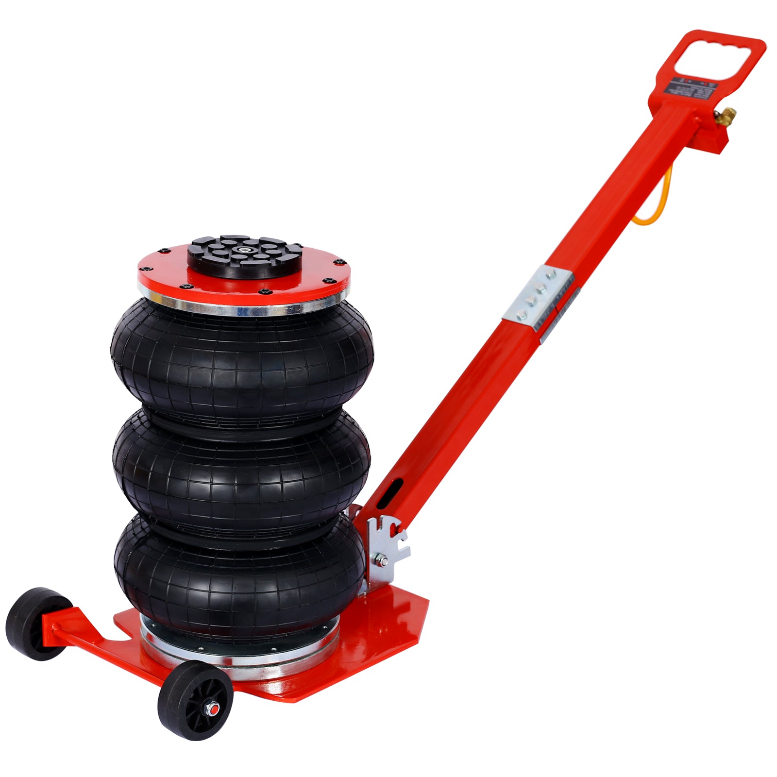 3T Triple Bag Air Jack ,Pneumatic Jack 3 Bag ,Lifting 16In Capacity 6600Lbs,Easy Collapsing Terrain,Red Color Red Iron