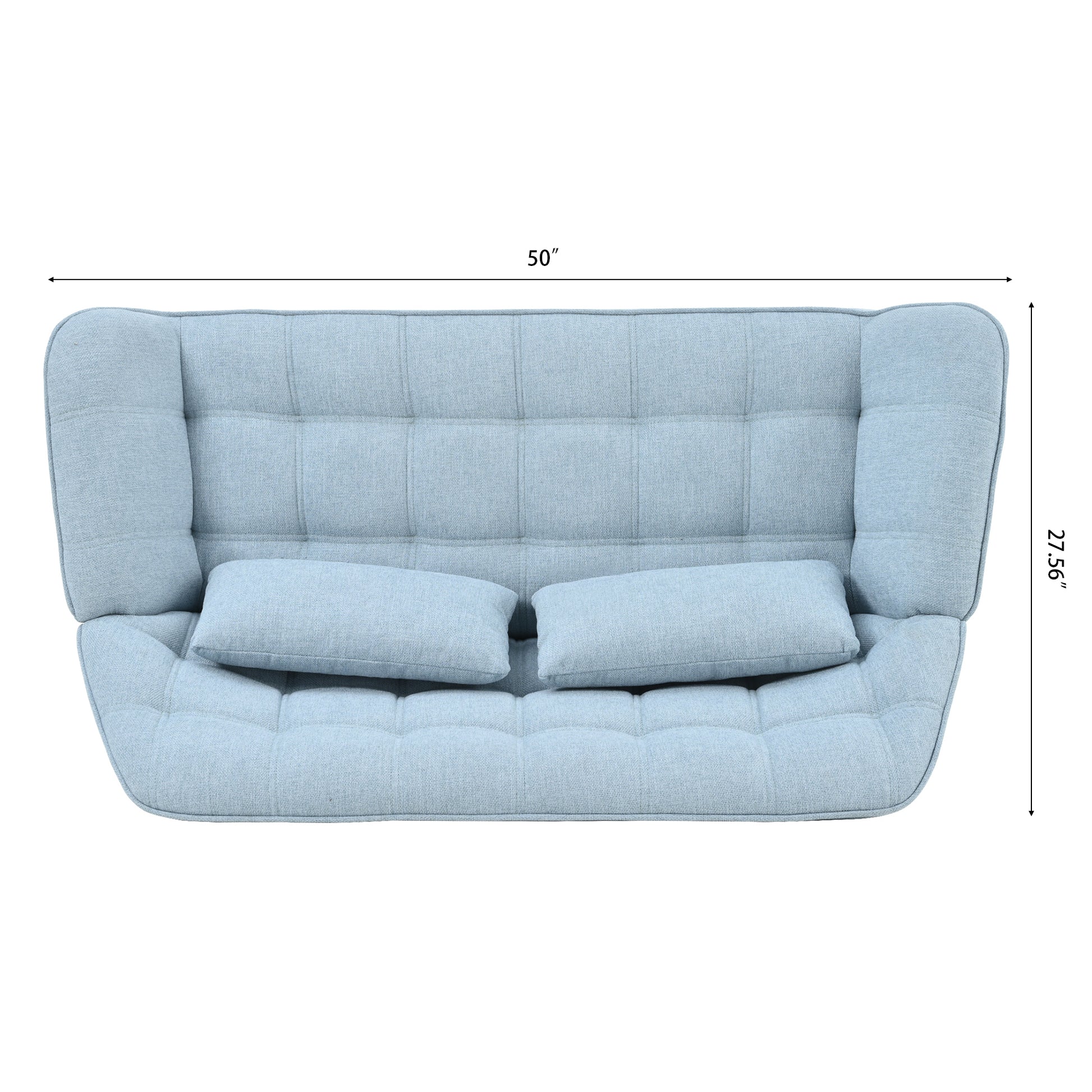 50 "W Beautiful Seat, Comfy Loveseat Sofa With 2 Pillows, Small Couch 2 Seater Sofa For Living Room, Bedroom, Apartment, Blue Blue Polyester Fabric