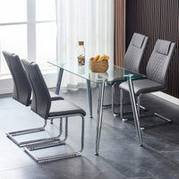 Modern Dining Chairs With Faux Leather Padded Seat Dining Living Room Chairs Upholstered Chair With Metal Legs Design For Kitchen, Living, Bedroom, Dining Room Side Chairs Set Of 8 Grey Pu C 001 Grey Foam Pu