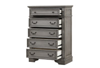Grace Traditional Style King 5 Pc Bedroom Set Made With Wood In Rustic Gray Box Spring Required King Gray Wood 5 Piece Set Bedroom Bed Included,Chest Included,Dresser Included,Mirror Included,Nightstand Included Traditional Solid Wood Mdf Tufted Wood