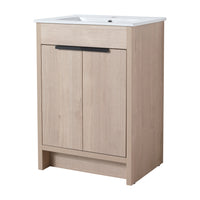 Freestanding Bathroom Vanity With White Ceramic Sink & 2 Soft Close Cabinet Doors Kd Packing ,Bvb02424Plo G Bl9060B ,W1286S00015 Plain Light Oak 2 Bathroom Freestanding Modern Plywood