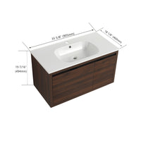 36 Inch Bathroom Vanity With Gel Sink California Walnut Plywood