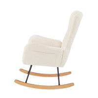 Off White Teddy Fabric Rocking Chair Off White Foam Metal