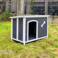 Large Wooden Dog House, Waterproof Dog Cage, Windproof And Warm Dog Kennel Easy To Assemble Gray Solid Wood