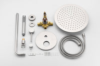 Shower System, Wall Mounted Shower Faucet Set For Bathroom With High Pressure 10" Stainless Steel Rain Shower Head Handheld Shower Set, 2 Way Pressure Balance Shower Valve Kit, Brushed Gold Brushed Nickel Brass