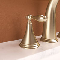 2 Handle Widespread Bathroom Faucet 3 Hole, with Pop gold-stainless steel