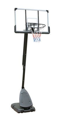 Height Adjustable 7.5 To 10Ft Basketball Hoop 44 Inch Backboard Portable Basketball Goal System With Stable Base And Wheels, Use For Outdoor Black White Iron