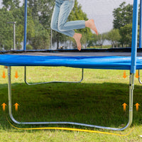 14Ft Trampoline With Safety Enclosure Net,Heavy Duty Jumping Mat And Spring Cover Padding For Kids And Adults, Ladder Blue Foam Iron Plastic