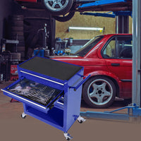 4 Drawers Tool Cabinet With Tool Sets Blue Red Steel