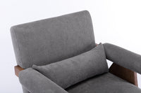 Accent Chair, Kd Rubber Wood Legs With Walnut Finish. Fabric Cover The Seat. With A Cushion.Grey Gray Foam Solid Wood