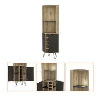 Branford 2 Shelf 6 Bottle Bar Cabinet Macadamia And Black Wengue Beige Particle Board