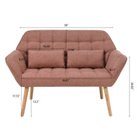 50 "W Beautiful Seat, Comfy Loveseat Sofa With 2 Pillows, Small Couch 2 Seater Sofa For Living Room, Bedroom, Apartment, Pink Pink Polyester Fabric