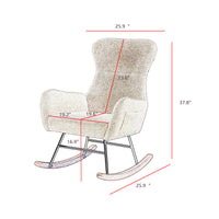 Off White Teddy Fabric Rocking Chair Off White Foam Metal