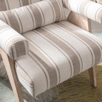 Accent Chair, Kd Rubber Wood Legs With Black Finish. Fabric Cover The Seat. With A Cushion.Grey Stripe Gray Foam Solid Wood