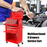 High Capacity Rolling Tool Chest With Wheels And Drawers, 8 Drawer Tool Storage Cabinet Red Red Steel