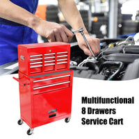 High Capacity Rolling Tool Chest With Wheels And Drawers, 8 Drawer Tool Storage Cabinet Red Red Steel