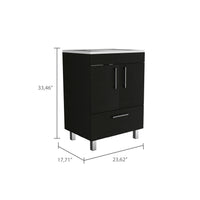 Clifton 2 Door Rectangle Single Bathroom Vanity Black Wengue Black Particle Board