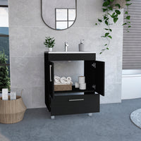 Clifton 2 Door Rectangle Single Bathroom Vanity Black Wengue Black Particle Board