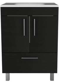 Clifton 2 Door Rectangle Single Bathroom Vanity Black Wengue Black Particle Board