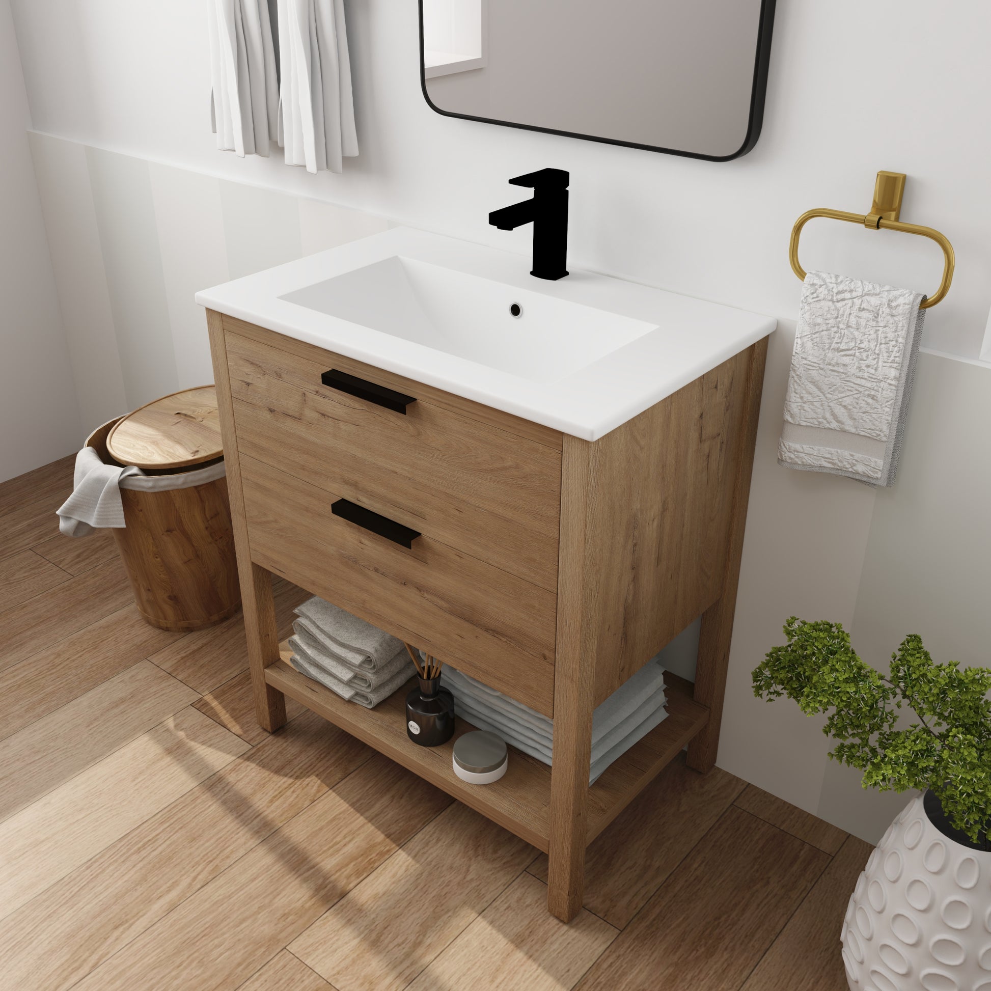 30 Inch Bathroom Vanity Plywood With 2 Drawers Bvb01030Imo Bl9075B 2 Imitative Oak 1 Bathroom Freestanding Modern Plywood