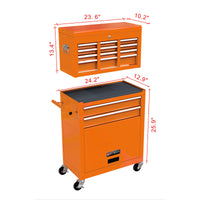 High Capacity Rolling Tool Chest With Wheels And Drawers, 8 Drawer Tool Storage Cabinet Orange Orange Steel