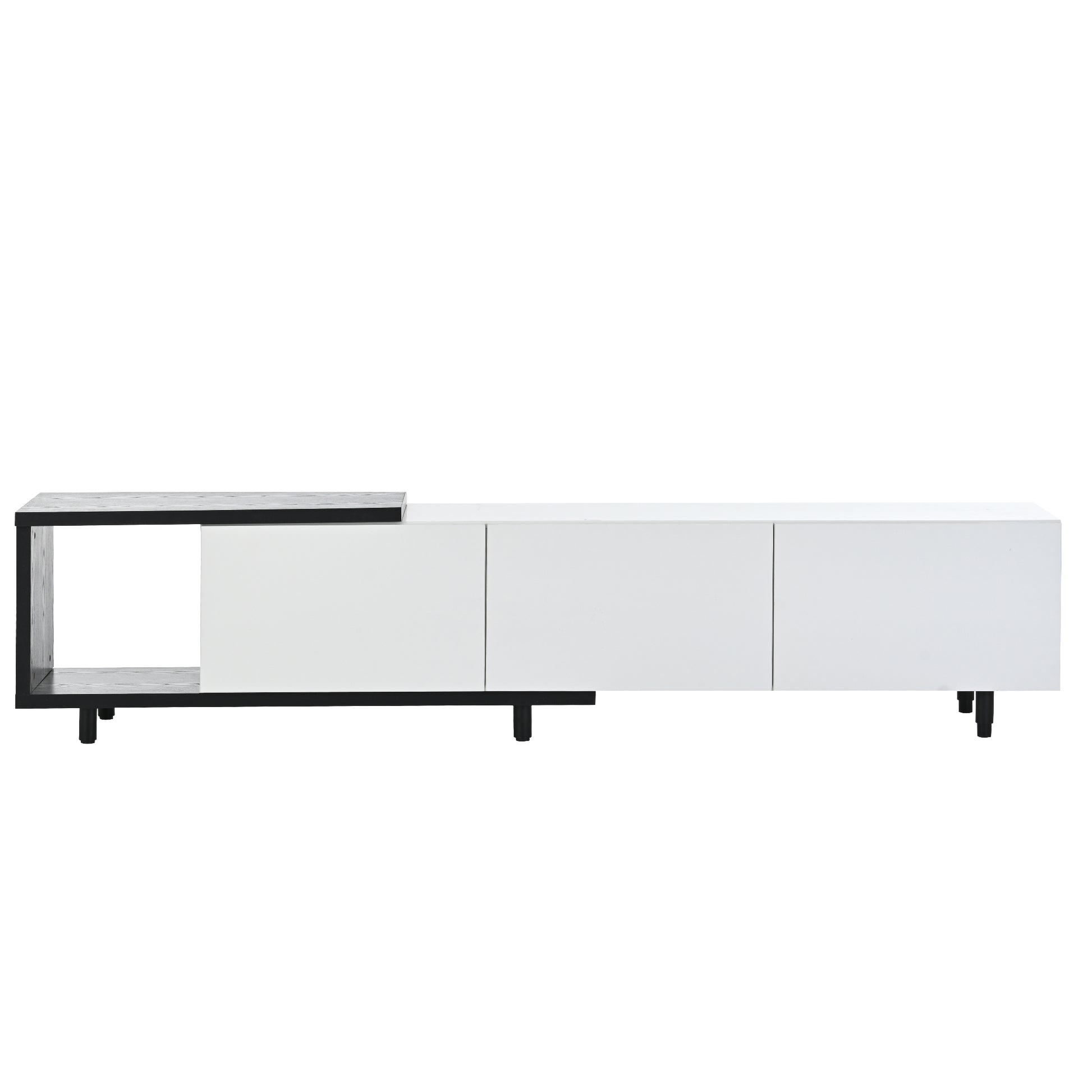 70.1'' 100'' Modern Stylish Extendabletv Stand Tv Cabinet For 80 Inch Tv, Black White Old Sku: Wf299723Aak Date Of Expected Arrival: 11.25 White 80 89 Inches Particle Board