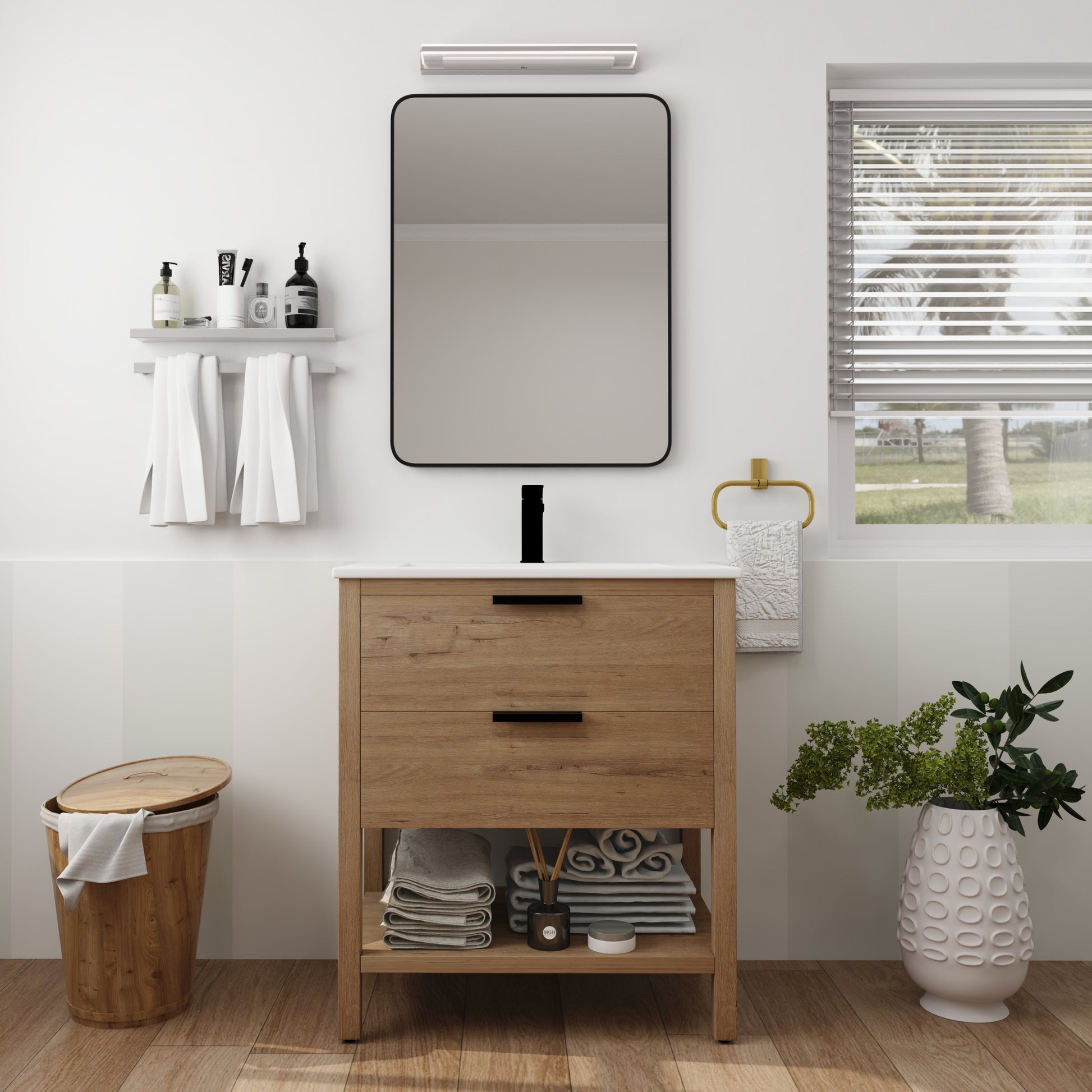 30 Inch Bathroom Vanity Plywood With 2 Drawers Bvb01030Imo Bl9075B 2 Imitative Oak 1 Bathroom Freestanding Modern Plywood