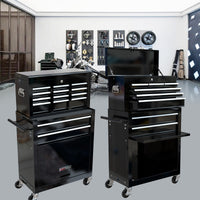 High Capacity Rolling Tool Chest With Wheels And Drawers, 8 Drawer Tool Storage Cabinet Black Black Steel