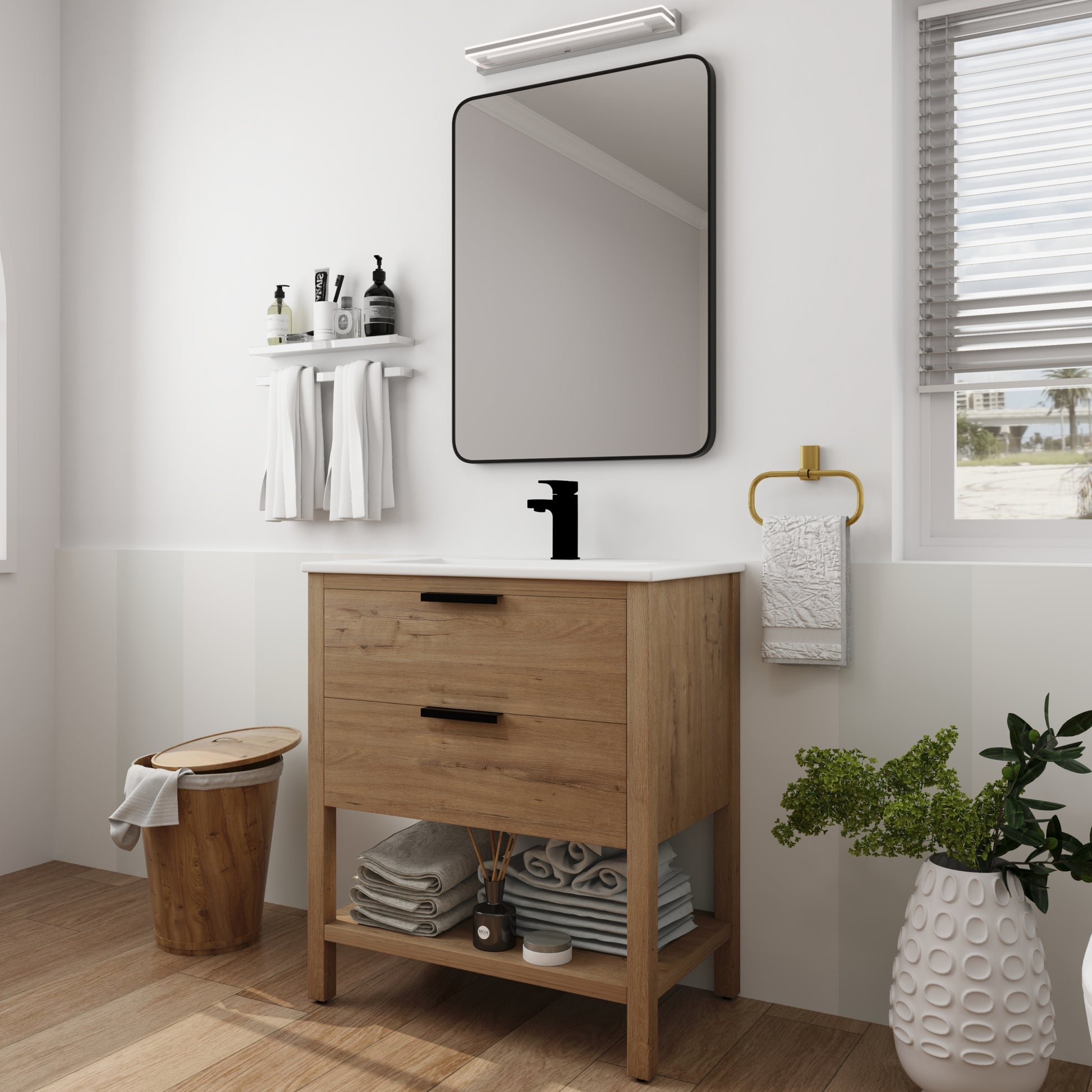 30 Inch Bathroom Vanity Plywood With 2 Drawers Bvb01030Imo Bl9075B 2 Imitative Oak 1 Bathroom Freestanding Modern Plywood