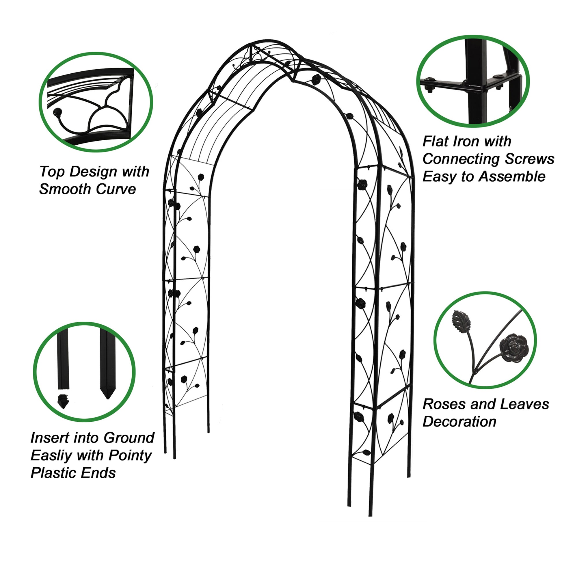 Metal Garden Arch Assemble Freely With 8 Styles Garden Arbor Trellis Climbing Plants Support Rose Arch Black Black Garden & Outdoor Iron