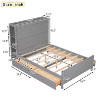 Full Size Platform Bed With Drawers And Storage Shelves, Gray Gray Pine