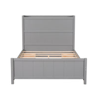 Full Size Platform Bed With Drawers And Storage Shelves, Gray Gray Pine