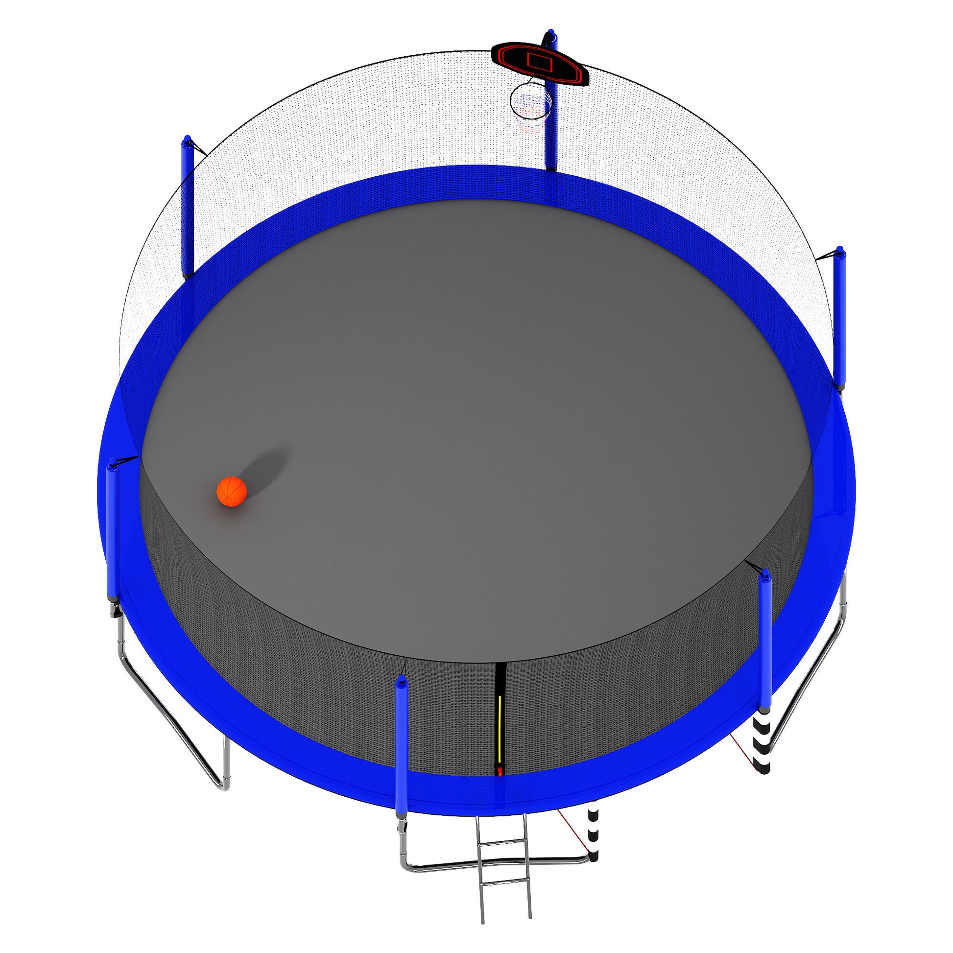 16Ft Trampoline With Basketball Hoop Pump And Ladder Inner Safety Enclosure With Soccer Goal Blue Blue Steel