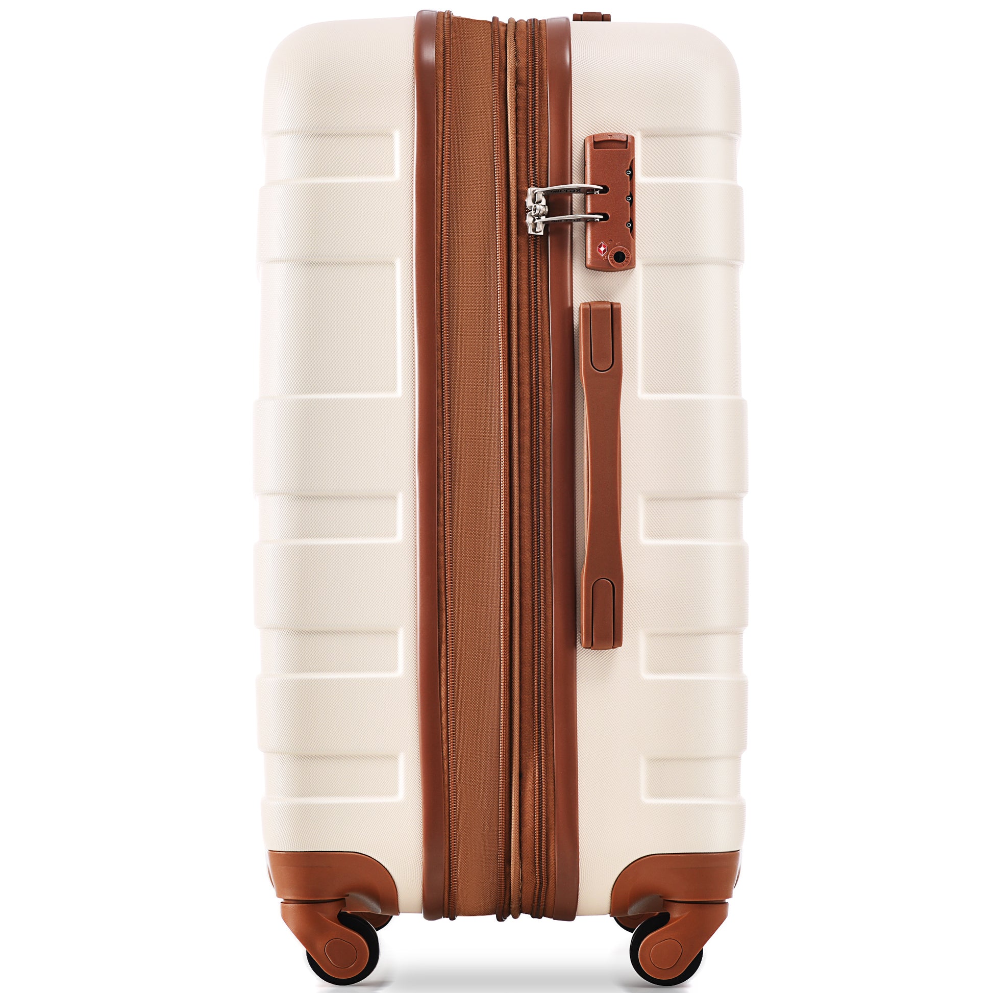 Luggage Sets Model Expandable Abs Hardshell 3Pcs Clearance Luggage Hardside Lightweight Durable Suitcase Sets Spinner Wheels Suitcase With Tsa Lock 20''24''28'' Ivory And Brown Ivory Abs