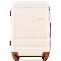 Luggage Sets Model Abs Hardshell 3Pcs Clearance Luggage Hardside Lightweight Durable Suitcase Sets Spinner Wheels Suitcase With Tsa Lock 20''24''28'' Ivory And Brown Ivory Abs