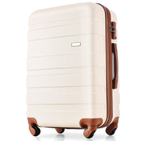 Luggage Sets Model Expandable Abs Hardshell 3Pcs Clearance Luggage Hardside Lightweight Durable Suitcase Sets Spinner Wheels Suitcase With Tsa Lock 20''24''28'' Ivory And Brown Ivory Abs