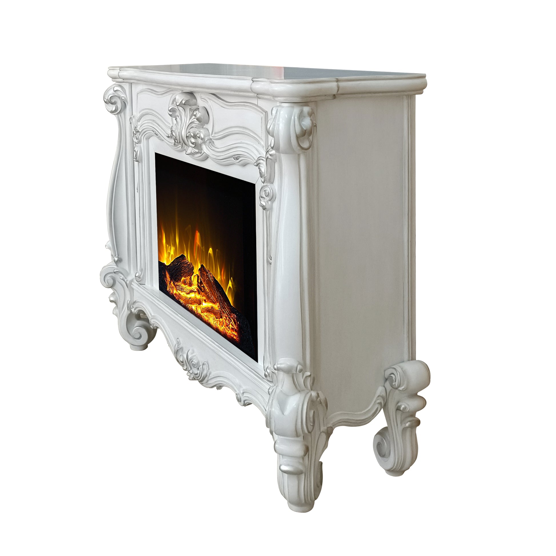 Versailles Fireplace Bone White Finish Ac01316 Antique White Solid Wood Mdf