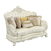 Adara Seat W 5 Pillows Pearl White Pu & Antique White Finish Lv01225 Antique White Pu