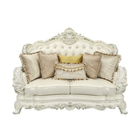 Adara Seat W 5 Pillows Pearl White Pu & Antique White Finish Lv01225 Antique White Pu